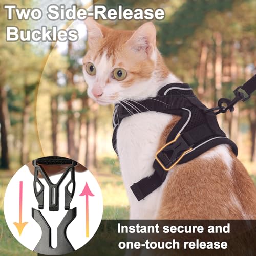 Kodervo Cat Harness and Leash, Reflective Cat Harness Escape Proof for Walking, Adjustable Kitten Harness and Leash Set, 4...