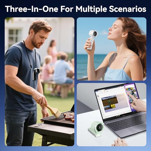 Azdedut Portable Fan, Mini Fan, Handheld Turbo Fan, Portable Rechargeable Fan, 5-Speed, LED Display