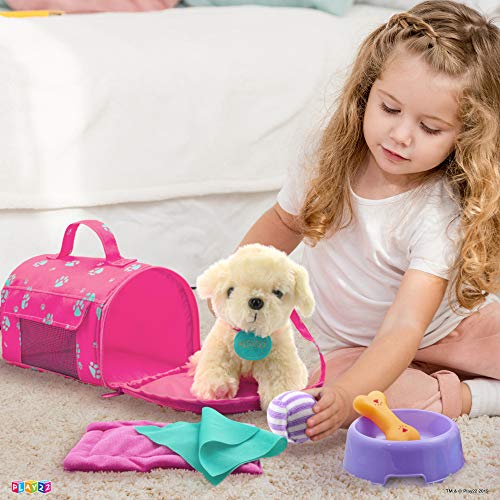 Play22 Plush Puppy Doll Set for Kids 9 PCS - Baby Doll Accessories - Doll Puppy Set - 4 Year Old Girl Birthday Gifts, Litt...
