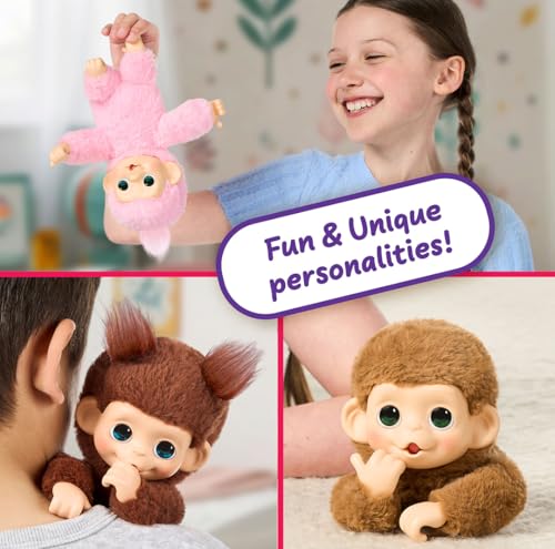 Little Live Pets Baby Monkey Minis – Pepi Peach. Interactive Pet Toy. 20+ Sounds & Reactions. Soft Brown Fur, 7.4" Tall. S...