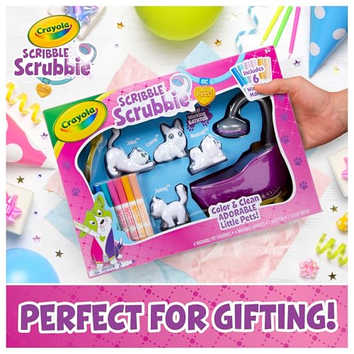 Crayola Scribble Scrubbies Glam Pack (4 Pets), Washable Pet Care Toy & Coloring Animal Craft Kit, Gift for Kids, Playset f...