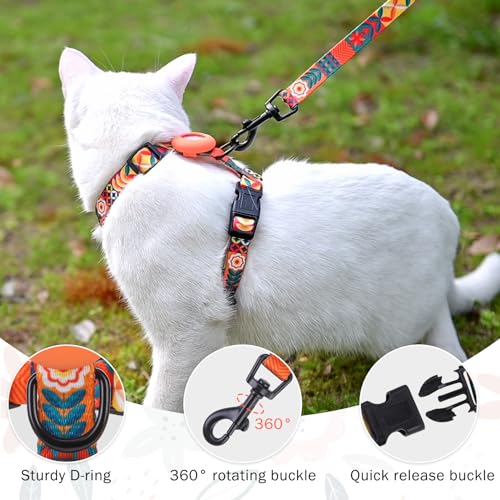 SCENEREAL Cat Harness and Leash Set Escape Proof with Airtag Holder, Adjustable Kitten Big Cats Vest Harness for Walking O...