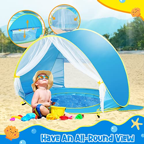 Monobeach Baby Beach Tent, Beach Canopy Sun Shelter UPF50+ UV Protection Baby Pool with Canopy, Easy Set Up Pop Up Baby Be...