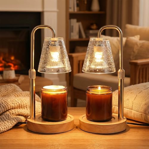 Glimra 2 Pack Candle Warmer Lamp with Timer,Dimmable Adjustable Height Candle Heater Birthday Gifts for Women Mom Sister F...