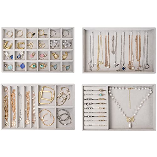 ProCase Stackable Jewelry Organizer Trays for Drawers, Jewelry Drawer Inserts Container Display Case Storage for Earring N...