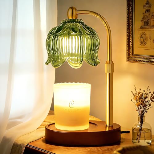 Cinsenten Adjustable Flower Candle Warmer Lamp with Timer, Lotus Tulip Glass Warmer Light for Jar Candles, Electric Wax Wa...