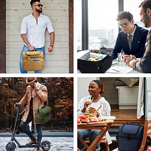 MIER Mens Insulated Lunch Box, Dual Compartment Large Lunch Bag Coolers with Shoulder Strap for Men Women Adult to Office ...