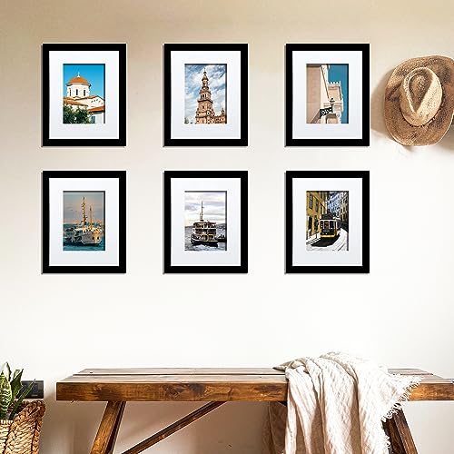 Wiscet 8x10 Picture Frame Set of 3, Display Pictures 5x7 with Mat or 8 x 10 without Mat, Photo Frame for Wall Mounting or ...