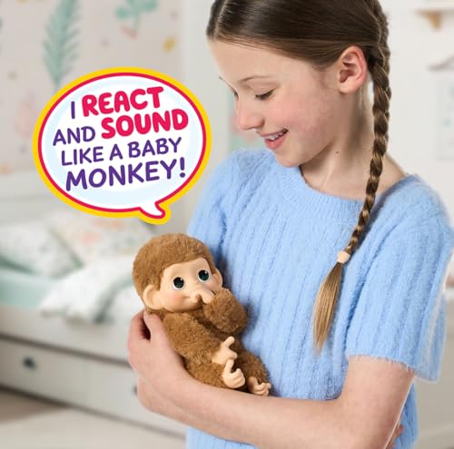 Little Live Pets Baby Monkey Minis – Pepi Peach. Interactive Pet Toy. 20+ Sounds & Reactions. Soft Brown Fur, 7.4" Tall. S...