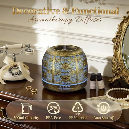 ARVIDSSON Essential Oil Diffuser, 500ml Aromatherapy Diffuser for Home, Ultrasonic Diffusers for Essential Oils, Metal Oil...