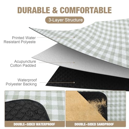 Picnic Blankets Outdoor Extra Large - 80"x80" Portable Waterproof Picnic Blanket, Machine Washable 3-Layer Foldable Park M...