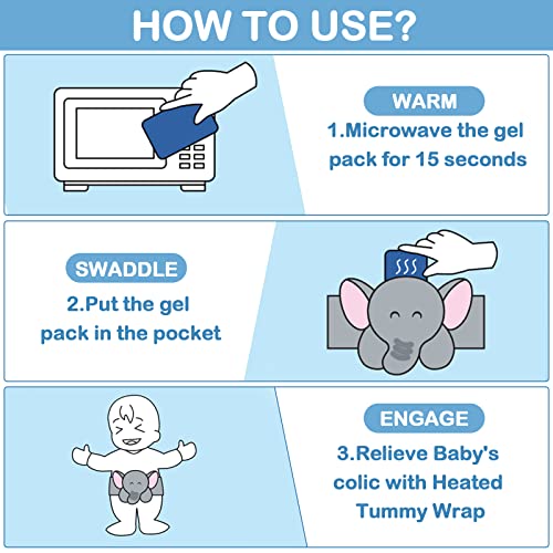 Baby Colic and Gas Relief - Heigoeost Heated Tummy Wrap for Newborns Belly Relief by Soothing Warmth, Baby Heating Pad Swa...