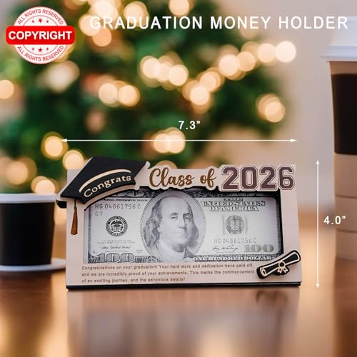 Graduation Gifts 2026 Money Holder, Wooden Graduation Money Cash Envelope Box for Class of 2026 Senior College University ...