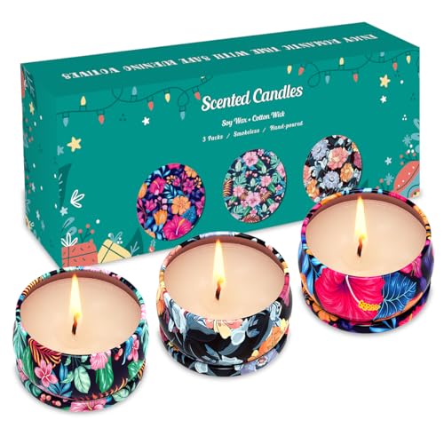3 Pack Scented Candles Gift, 2.5 oz Aromatherapy Candles for Home Scented, Natural Soy Candles Stress Relief Gift for Wome...