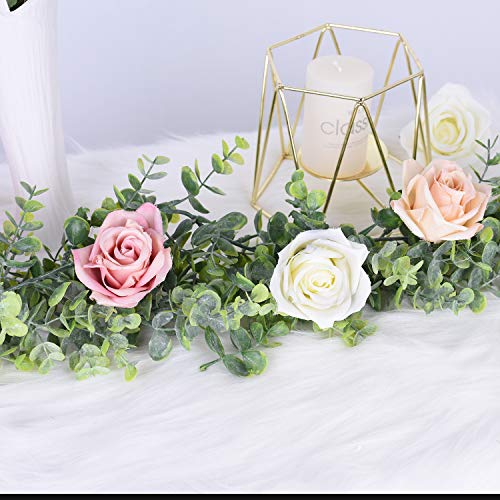 DearHouse 6 Pack Faux Eucalyptus Garland Plant, Artificial Vines Hanging Eucalyptus Leaves Greenery Garland for Wedding Ba...