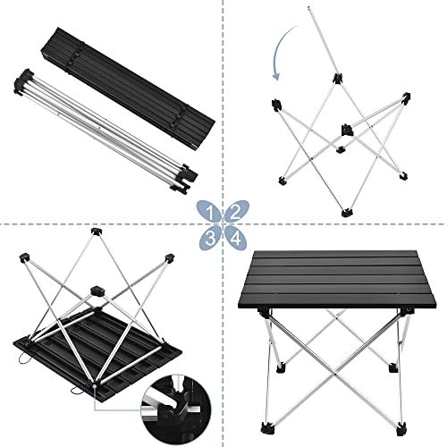 Grope Portable Camping Table with Aluminum Table Top, Folding Beach Table Easy to Carry, Prefect for Outdoor, Picnic, BBQ,...