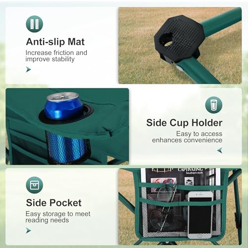LET'S CAMP Camping Chair 2 Pack Folding Chair with 4-Can Cooler Bag Portable Lawn Chair with Cup Holder,Storage Pocket, Su...