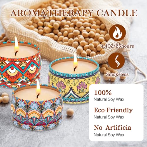3 Pack Home Scented Candles - Strong Lavender, Bluebell & Mandarin Candle, 2.5 Oz, 100% Soy, Non-Toxic, Small Candle Set f...