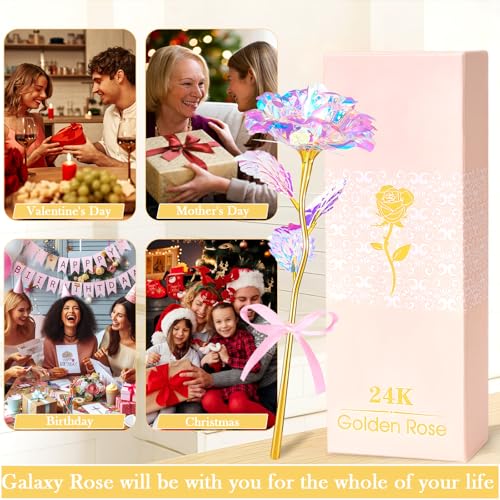 Befinr Mothers Day Rose Gifts for Mom, Women Mom Gifts for Brithday, Galaxy Glass Rose Forever Preserved Flowers Eternal C...