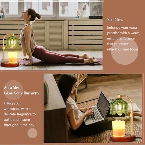 Cinsenten Adjustable Flower Candle Warmer Lamp with Timer, Lotus Tulip Glass Warmer Light for Jar Candles, Electric Wax Wa...