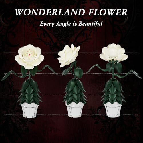 Wonderland Flower Building Block Sets, Ivory White Rose Flower Compatible with Lego, Home Decor Flowers for Adults, Girls,...