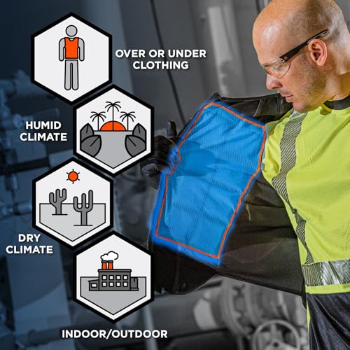 Ergodyne Cooling Vest with 4 Ice Packs, Lightweight, Quick Recharge Cooling, Chill Its 6260, L/XL