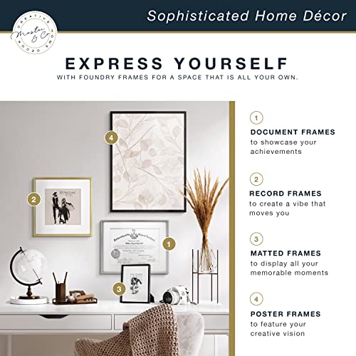 MCS Master & Co. Foundry Metal 8x10 Matted Picture Frame with 4x6 Photo Display, Black Vertical & Horizontal Wall Hanging ...