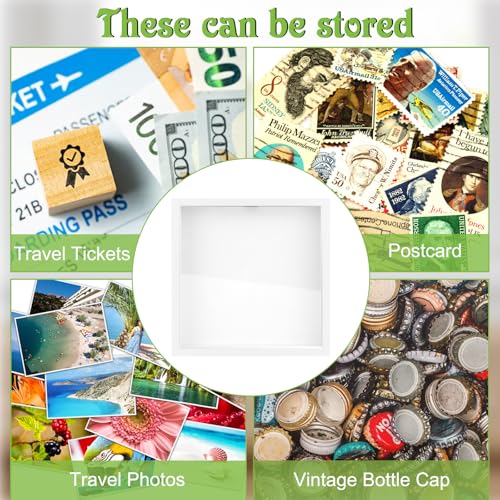 12x12 Traveler Adventure Shadow Box Frame Memory Box for Keepsakes Top Loading Shadow Keepsake Box with Slot for Concert T...