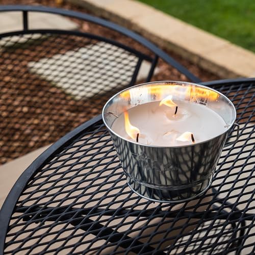 TIKI Citronella Candle 28-Ounce – Triple Wick Metal Bucket with Lid (Silver) – Long-Lasting Outdoor Candle for Patio, Dec...