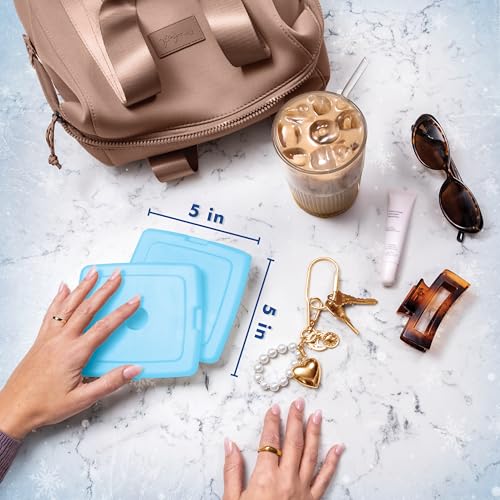 Cool Coolers By Fit & Fresh 4 Pack Slim Ice Packs, Quick Freeze Space Saving Reusable Ice Packs for Lunch Boxes or Cooler...