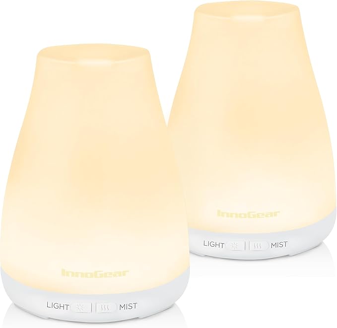 InnoGear Essential Oil Diffuser, 2 Pack Ultrasonic Diffusers for Home Aromatherapy Humidifier for Bedroom Room 7 Colors LE...