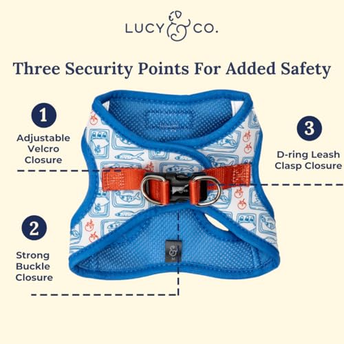 Lucy & Co. Tinned Fish Step-in Cat Harness & Leash Bundle – Reflective, Breathable & Adjustable Harness for Cats, Kittens...