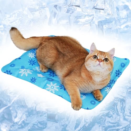 MeowAroma Cooling Mat for Dogs and Cats, Foldable Gel Cooling Mat with Ice Crystal Powder, Blanket Water Injection Cool Pe...