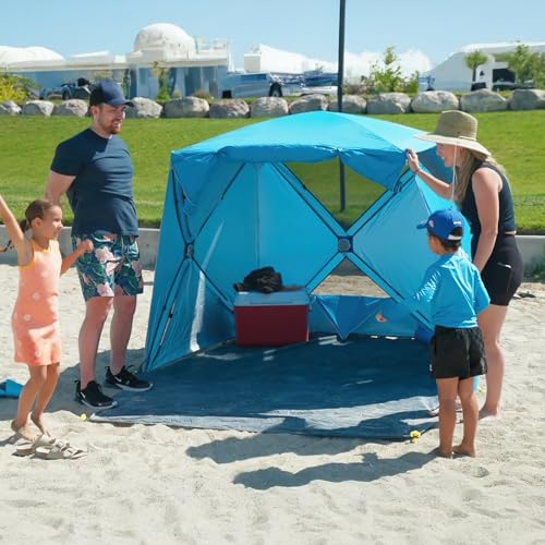 Night Cat Pop-up Beach Tent: 3 4 Persons Beach Shelter with Canopy and Footprint, UPF 50+ UV Protection Backyard Camping O...