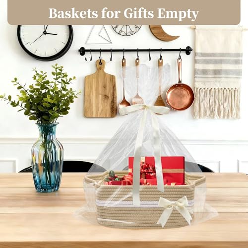 BYLSSNUK Gift Baskets Empty for Kids, Storage Basket for Gifting Small Woven Rope Basket for Towels Baby Shower Baskets fo...