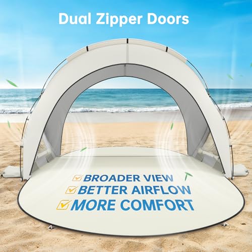 Raynesys Beach Tent Sun Shelter, Beach Shade Tent with UPF50+ UV Protection, Sun Shelter for 1-3 Person, Beaches Shade wit...