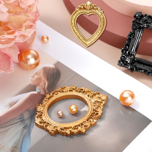Remerry 12 Pcs Mini Frame, Vintage Resin Picture Antique DIY Manicure Jewelry Small Display Frames Photography Resin Photo...