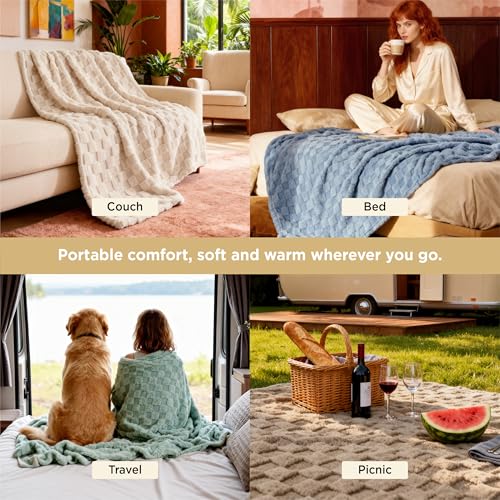 Bedsure GentleSoft Sage Green Throw Blanket for Couch - Checkered Fleece Mothers Gifts Day Blankets, Cute Soft Cozy Spring...
