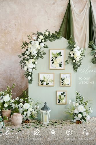 Ling's moment 17.5" Tall Free Standing Artificial Flowers Arrangements 4 pcs Fall Wedding Aisle Runner Chair Decorations L...
