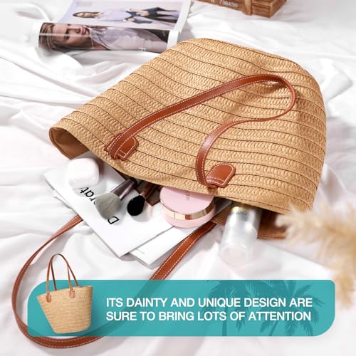 Hommtina Straw Bag Womens Straw Beach Bag Vacation Purse for Summer