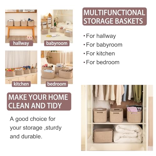 OIAHOMY 4 Pack Storage Baskets for Organizing, Cube Storage Bins for Shelves, Rectangle Storage Baskets With Handles, Wove...