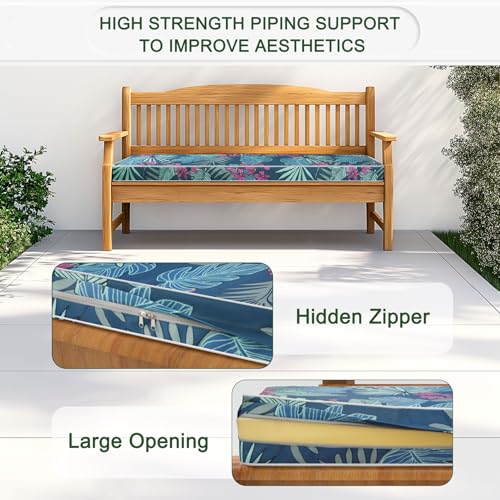 Porch Shield Outdoor Bench Cushion Cover – Waterproof Swing Cushion Cover for Patio Furniture Loveseat (Not Insert) Palm L...