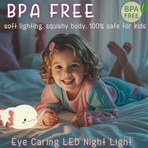 YR YRHH-PET Axolotl Cute Night Light, Kids Squishy Rechargeable Axolotl Lamp, Mom Mothers Day Gifts, Girl Bedside Animal N...