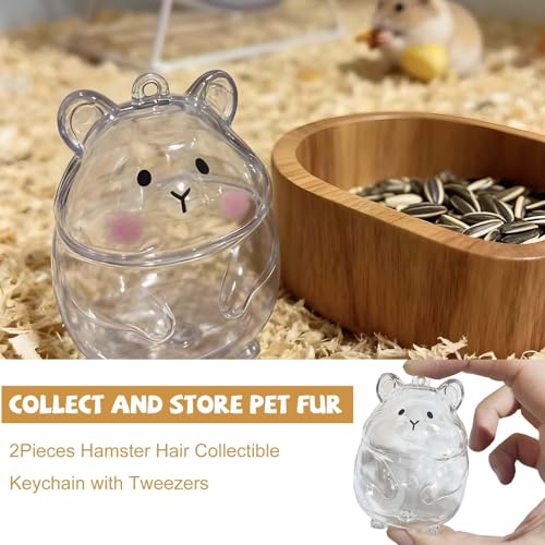 Roioiow 2Pieces Hamster Hair Collectible Keychain with Tweezers - Pet Memorial Gifts Fur Keepsake - Transparent Pendant fo...