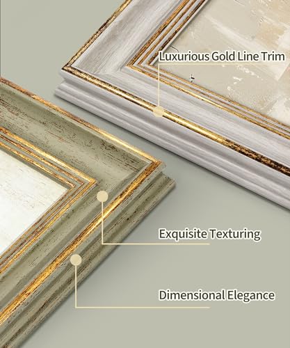 Sonefreiy 8x10 Picture Frame, White Gold Vintage Antique Retro 8 x 10 Photo Frame Desk and Wall Hanging Wedding Gift for M...