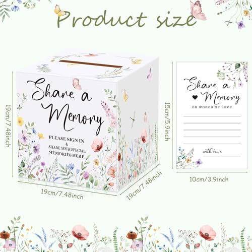 Fainne 50 Pcs Floral Share a Memory Cards with Celebration of Life Box Funeral Advice Cards Thank You Sympathy Holder Box ...