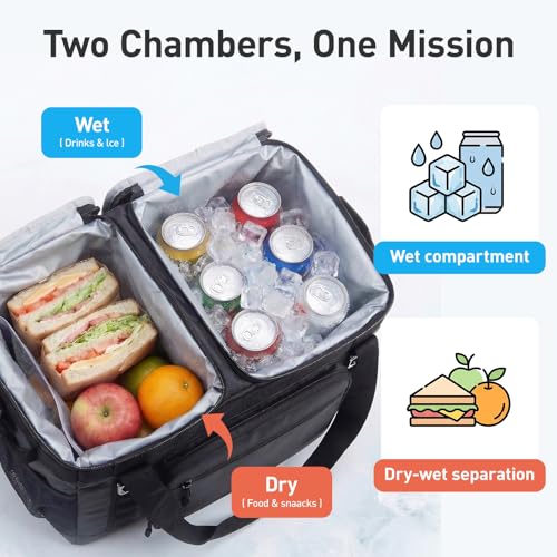 TOURIT 2-Zone Soft Cooler Bag 30/48Cans, Dry & Wet Insulated Beach Cooler, Lunch Bag, Leakproof Ice Chest for Camping, Pic...