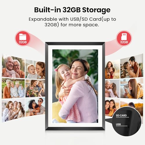 RCA 10.1” WiFi Digital Picture Frame, Electronic Photo Frames 32GB Storage, HD IPS Touch Screen WiFi Frame/Auto Rotate/Wal...