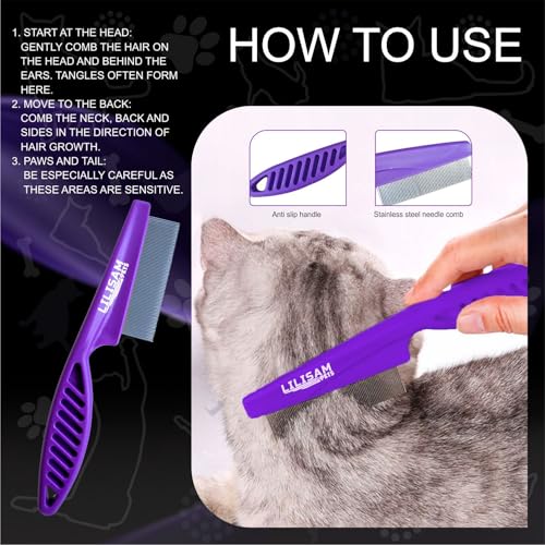 Pet Self Cleaning Slicker Brush and Grooming Comb - Gently Removes Loose Hair, Tangles, and Dirt - Skin Friendly Desheddin...