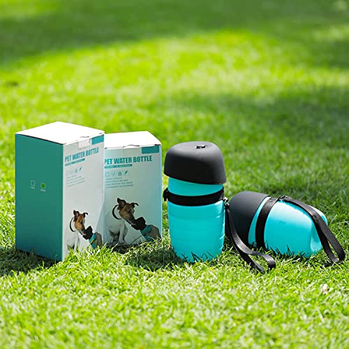 Dog Water Bottle Portable (17oz/22oz), 2 in 1 Foldable Dog Travel Water Bottle, Leak-Proof Dog Water Dispenser, Pet Water ...